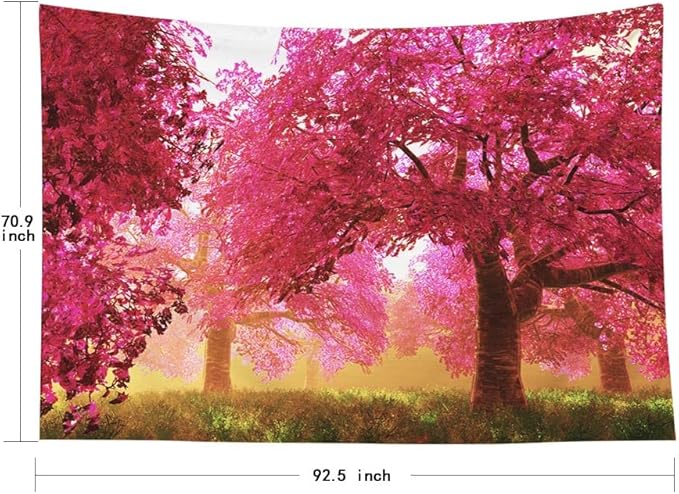 EMMTEEY Forest Nature Wall Hanging - Mysterious Cherry Blossoms Tapestry, Large 92.5X70.9, Perfect for College Dorm