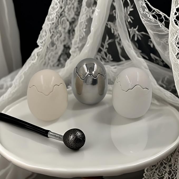 Easter Eggs Scented Candle,Natural Soy Wax, Creative Ceramic Eggshell, Aromatherapy Candle Gift Set, Candlestick Fragrance Gift Decoration (Milky White)