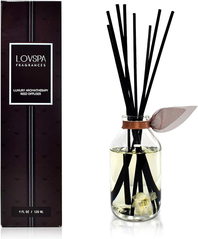 LOVSPA Baltic Amber Reed Diffuser Set - Reed Diffusers for Home with Long Lasting Fragrance - Non-Toxic Oil Reed Diffuser - Made in The USA