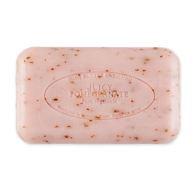 Pre de Provence Artisanal Soap Bar, Natural French Skincare, Enriched with Organic Shea Butter, Quad Milled for Rich, Smooth & Moisturizing Lather, Juicy Pomegranate, 5.3 Ounce