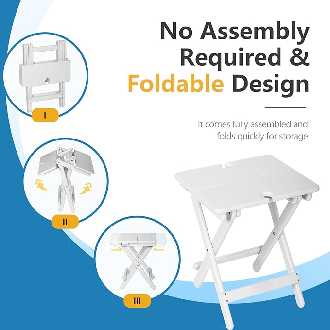 nalone Portable Folding Side Table, Outdoor Adirondack Side Table with X-Type Frame, HDPE Small Patio Table, Weather Resistant End Table for Camping, Balcony and Garden