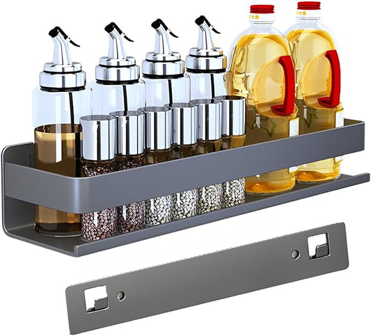 Stainless Steel Detachable Wall Mounted Floating Shelves for Kitchen, Bathroom, Baking Paint Process, Corrosion and Rust Resistant, Set of 1 Gray