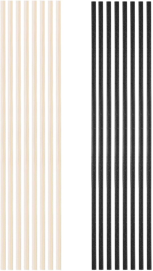 16PCS Natural Reed Diffuser Sticks - Strong Scent for Large Rooms, Bathroom & Bedroom. Ideal Housewarming Gift, Coffee Table Decor, True+Black Set