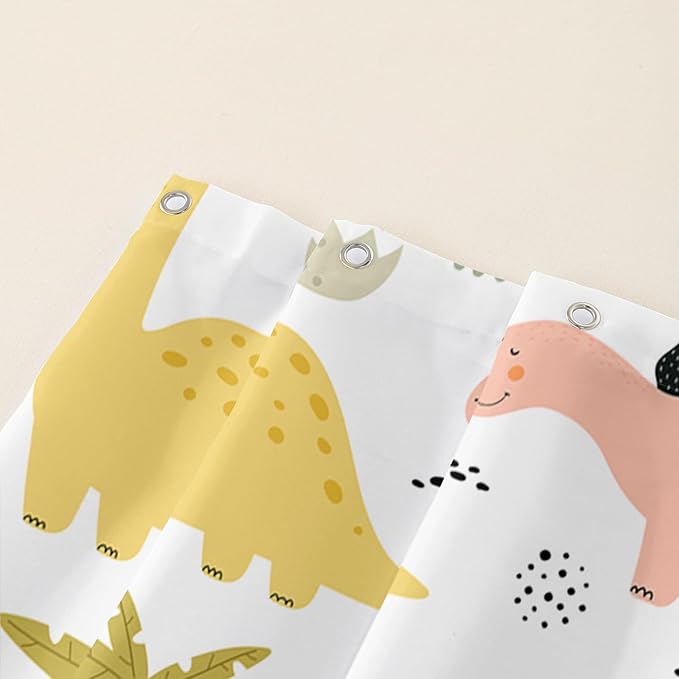 AILONEN Dinosaur Shower Curtain for Kids Boys Girls, Cute Kawaii Dinosaur Bathroom Curtain,Tropic Tree Leaves Printed Bath Curtain 48" W*72" H Polyester Waterproof Bathroom Curtain with 12 Hooks