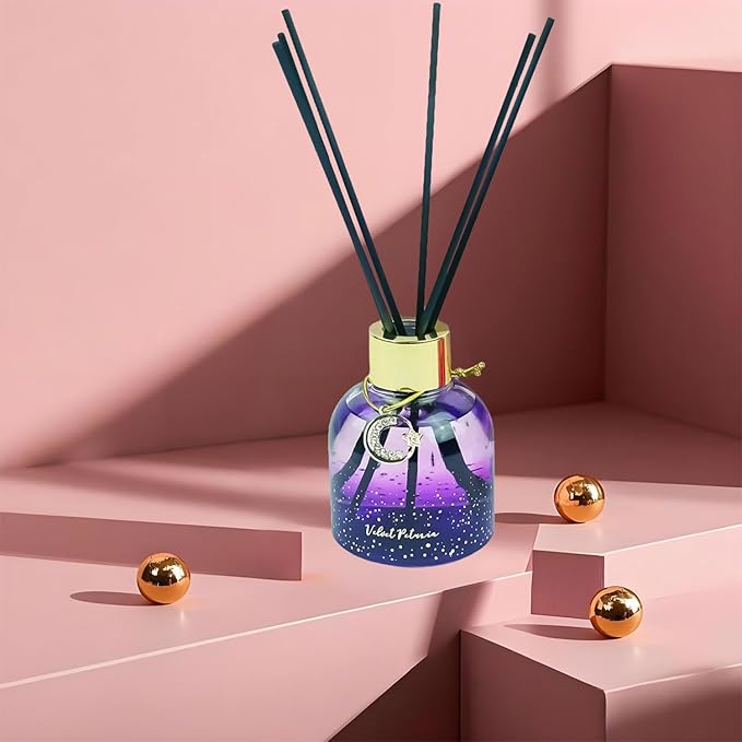 Reed Diffuser Set, Pretty Valley Home Diffuser 80Ml / 2.7 fl OZ Gift Box - Includes Reed Diffuser Sticks, Long Lasting Fragrance Oil and Glass Bottle for Office Living Room Decor (Velvet Petunia)