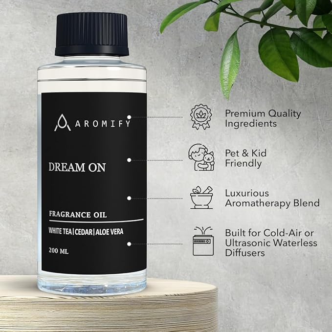 Dream On Fragrance Oil 6.7 FL Oz (200 mL), Inspired by Westin Hotels, Scent Diffuser Oil with White Tea, Aloe Vera & Cedarwood, Diffuser Oil for Home, Spa & Office, Pure Aroma Ingredients