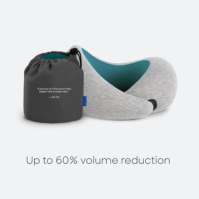 Ostrichpillow Go Neck Pillow - Premium Memory Foam Travel Pillow, 360º Ergonomic Design, Asymmetrical Sides, Travel Bag Included, Washable Modal Cover