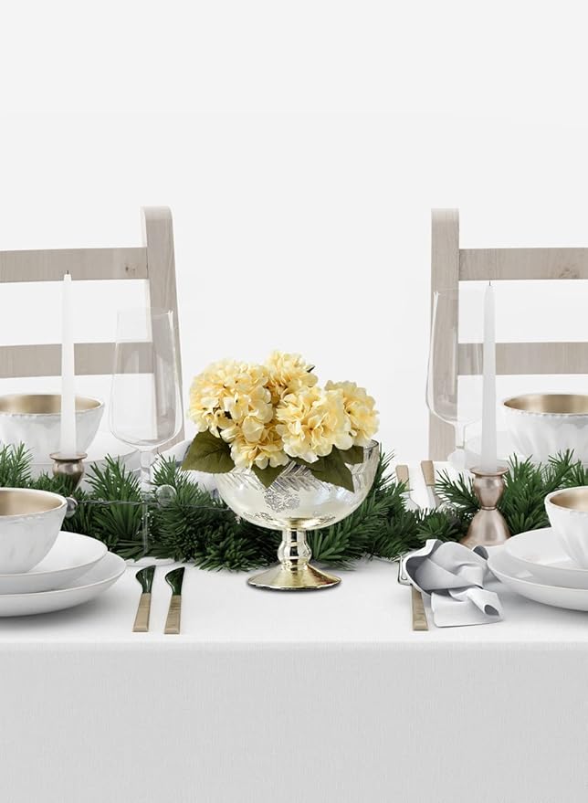 Serene Spaces Living Silver Etched Leaf Mercury Glass Bowl, Vintage Compote Bowl (Pack of 4)