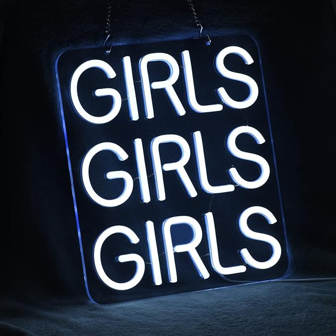 Neon Signs Girls Beer Bar Home Art Neon Light LED Neon Lights Sign with Dimmer for Bedroom Office Hotel Pub Cafe Recreation Room Man Cave Wall Sign Decor(White)