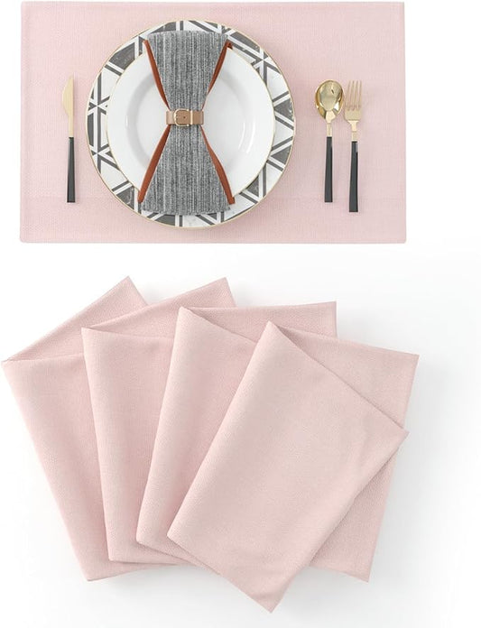 Set of 4 Soft Linen Handmade Placemats Heat Resistant Dining Table Place Mats Kitchen Table Mats 12 x 18 Baby Pink