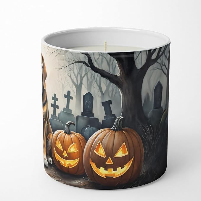 Caroline's Treasures DAC2017CDL Bloodhound Spooky Halloween Decorative Soy Candle Nature Soy Wax Essential Oil Home Decor Ideal for Bedroom Kitchen Bath Office Gift, 10 oz