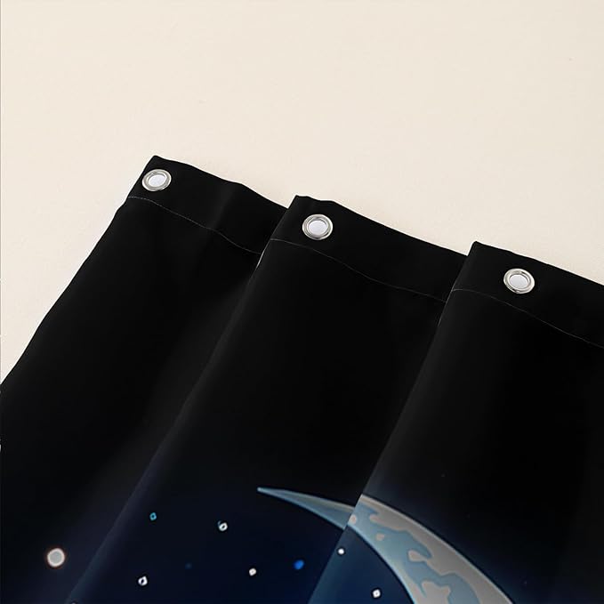 AILONEN 3D Rose Shower Curtain for Bathroom, Evening Moon Blue Rose Bath Curtain for Girls Women, Modern Floral Print Minimalism Shower Curtain Waterproof with 12 Plastic Hooks 36" W*72" H