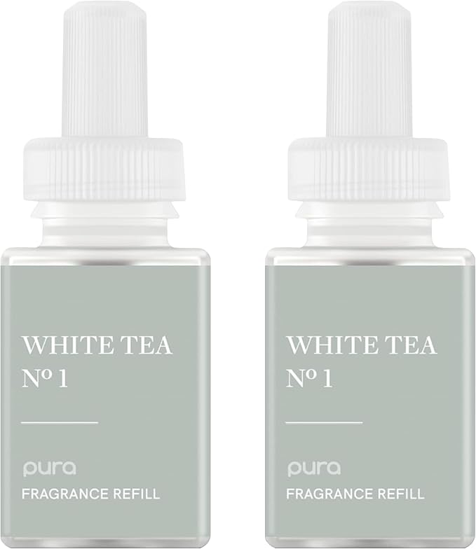 Pura Smart Home Air Diffuser Fragrance - Smart Home Scent Refill - Up to 120-Hours of Premium Fragrance per Refill - Clean Diffuser for Office & Apartment - 2 Pack, White Tea No. 1