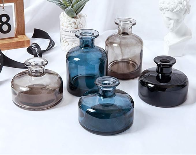 1PCS 150ml/5oz Empty Refillable Glass Diffuser Bottle Diffuser Jars Aromatherapy Storage Container Fragrance Accessories Use for DIY Replacement Reed Diffuser Sticks Crafts Decor (Blue)