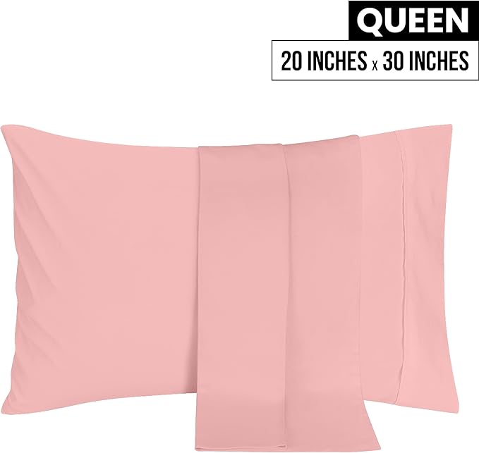 Utopia Bedding Queen Pillow Cases - 2 Pack - Envelope Closure - Soft Brushed Microfiber Fabric - Shrinkage and Fade Resistant Pillow Covers 20 X 30 Inches (Queen, Pink)