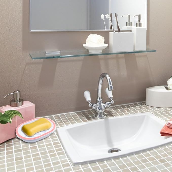 Topsky 2-Pack Soap Dish with Drain, Soap Holder, Soap Saver, Easy Cleaning, Dry, Stop Mushy Soap (White-Pink)