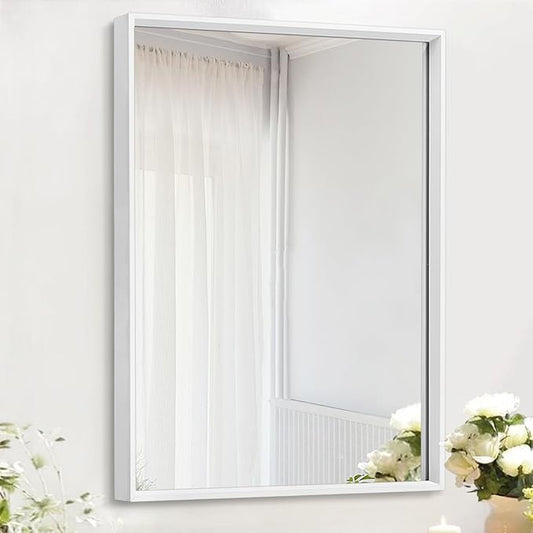 AAZZKANG Large Wall Mirror White Framed Mirrors 28"x20" Rectangle Decorative for Farmhouse Bedroom Bathroom Home Entryway Hanging Vertically or Horizontaly