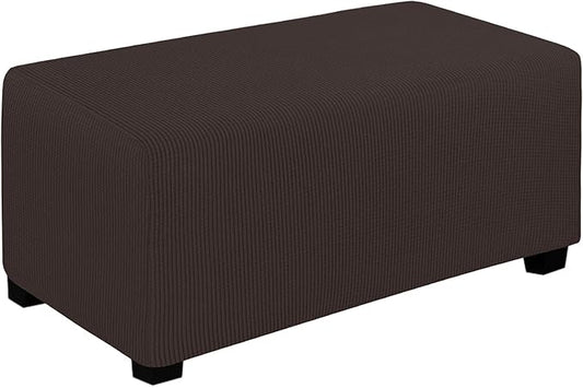 Easy-Going Stretch Ottoman Cover Folding Storage Stool Furniture Protector Soft Rectangle slipcover with Elastic Bottom(Ottoman Large,Chocolate)
