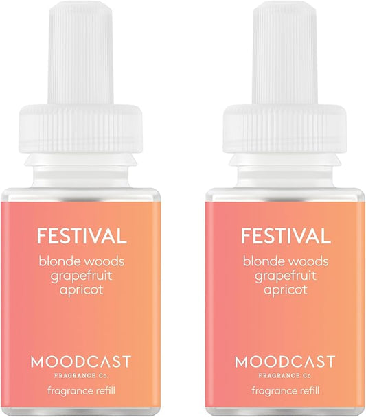Pura & Moodcast Home Scent Refill - Smart Home Air Diffuser Fragrance - Up to 120-Hours of Premium Fragrance per Refill - Household Essential - Clean & Safe Diffuser Fragrance - 2 Pack, Festival
