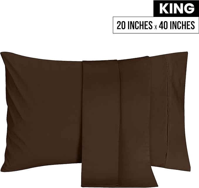 Utopia Bedding King Pillow Cases - 2 Pack - Envelope Closure - Soft Brushed Microfiber Fabric - Shrinkage and Fade Resistant Pillow Covers 20 X 40 Inches (King, Brown)