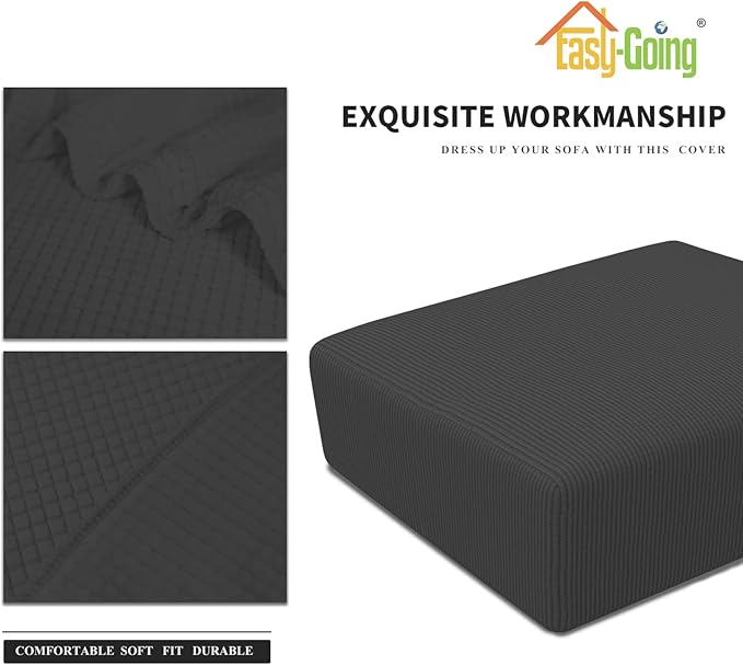 Easy-Going Stretch Square Ottoman Cover 40x40x15 inch Folding Storage Stool Furniture Protector Soft Rectangle slipcover with Elastic Bottom Dark Grey