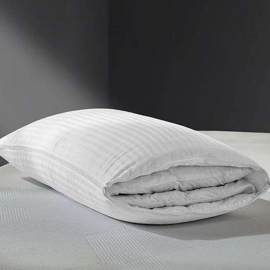 APSMILE 2-in-1 Assembleable Goose Feathers Down Pillow for Sleeping, Standard/Queen Size Soft-Medium-Firm Adjustable Bed Pillow Insert for Stomach, Back or Side Sleepers, 20x28