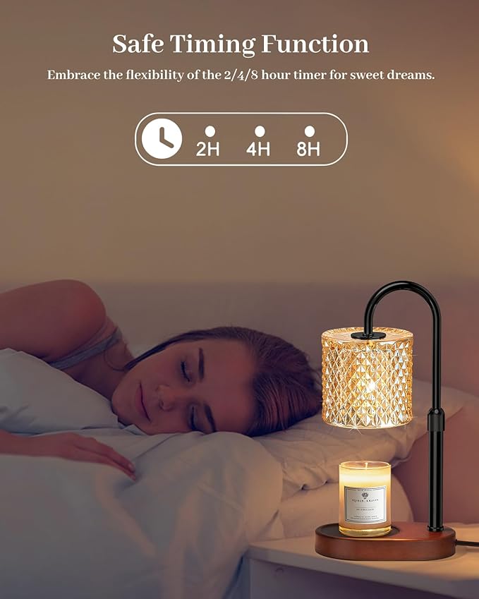 Candle Warmer Lamp, Candle Warmer Lamp with Timer Dimmer Height Adjustable, Candle Warmer with 2 Bulbs Electric Candle Lamp Warmer Gifts for Women Mother on Chrismas Mothers Day Birthday