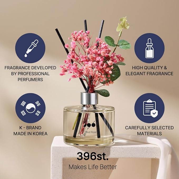 396 st. Preserved Baby's Breath Flower Reed Diffuser, White Musk, 200ml(6.7oz) / Reed Diffuser Sets, Scentsy Home Fragrance, Scented Oils, Home & Bathroom Décor