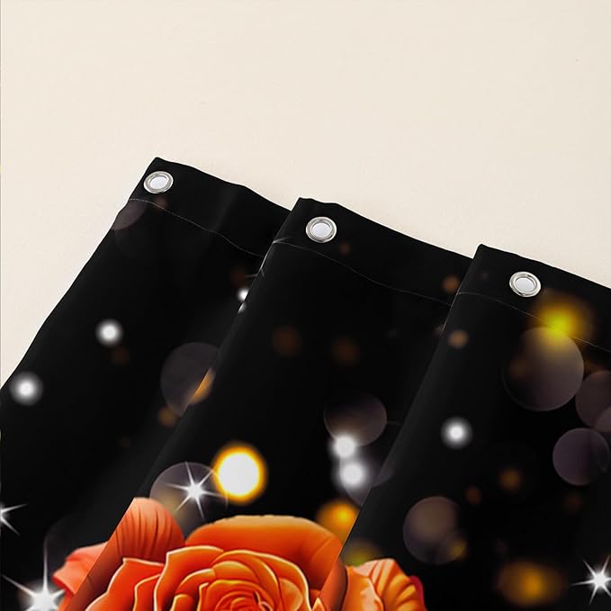 AILONEN Rose Flower Shower Curtain for Bathroom, Glitter Starry Flower Print Bath Curtain,Modern Botanical Floral Butterfly Waterproof Shower Curtain Decoration with 12 Plastic Hooks, 36" W*72" H