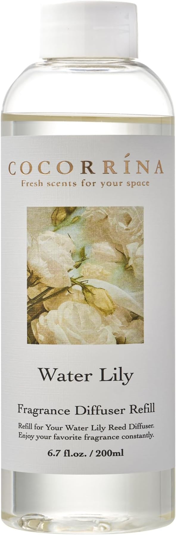 Cocorrína Reed Diffuser Refill - Water Lily 6.7 oz. Scented Oil for Reed Diffuser Home Fragrance for Bedroom, Bathroom Home Decor