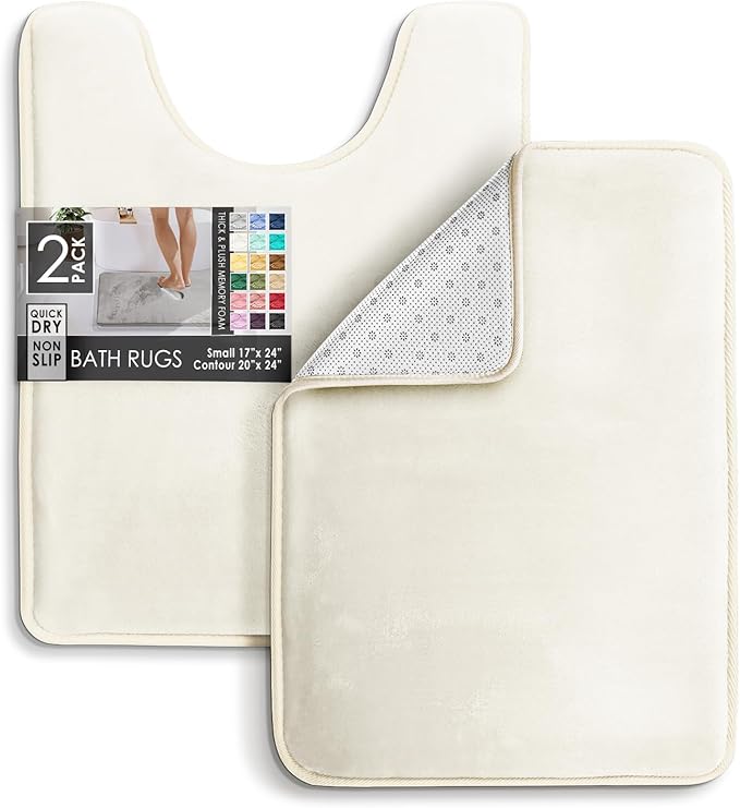 Clara Clark Bathroom Rugs, Velvet Memory Foam Bath Mat, Non-Slip Bath Rugs, Machine Wash, Dries Quickly, Ultra Soft Plush Bath Mats for Bathroom,