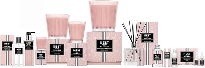 NEST New York Reed Diffuser, Himalayan Salt & Rosewater - 5.9 fl oz - Fragrance for Up to 90 Days - Reusable, Refillable Glass Holder - Includes 8 All-Natural Reed Sticks - Flame Free