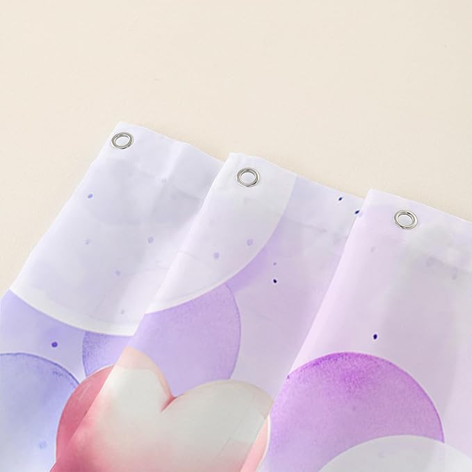 AILONEN Monster Shower Curtain for Bathroom, Cute Monster Purple Balloon Printed Bath Curtain,Women Girls Kids Minimalist Waterproof Fabric Shower Curtain Set with Hooks 36" W*72" H