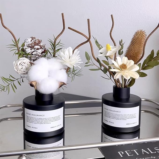 Reed Diffuser Set with Dried Flowers, 3.38fl.oz Fragrance Diffuser with Sticks, Scented Sticks Aroma Diffuser, Home & Office Décor for Air Fresheners, Bathroom (Pure White Gardenia)