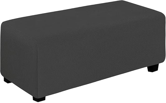 Easy-Going Stretch Ottoman Cover Folding Storage Stool Furniture Protector Soft Rectangle slipcover with Elastic Bottom (Ottoman X-Large,Dark Grey)