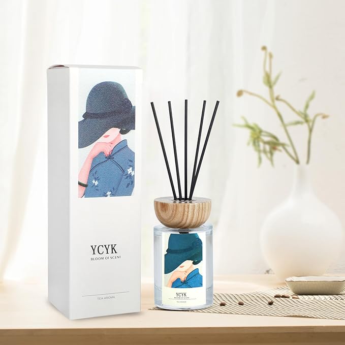 Reed Diffuser Sets 4oz(120ml) White Tea Oil Diffusers Home Fragrance with Reed Diffuser Sticks for Home Office Bathroom Aromatherapy Decor