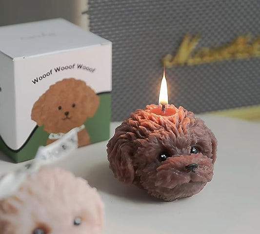 Teddy Dog Shaped Scented Candle,100G Cute Puppy Animal Aroma Soy Wax Decorative Novelty Candle for Table Photo Prop Birthday Gift,Prefect for Meditation Stress Relief Mood Boosting (Brown)