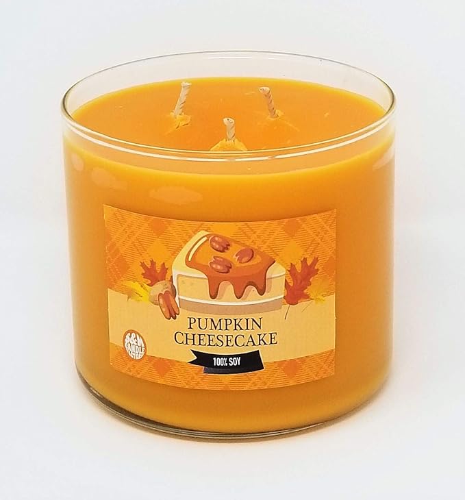 Pumpkin Cheesecake Candle ~ 3 Wick Scented Soy Wax 14.5oz Candle, and 16oz Candles ~ 80 Hour Burn Time ~ Aromatherapy Soy Candles ~ Made in USA by S&M Candle Factory (14.5, Orange)
