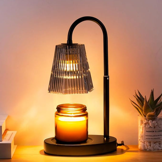 No Flame Scented Candle Warming Candle Warmer Lamp with Timer Electric Candles Wax Warmers Glass Lamps for Jar Candles Burner Adjustable Height and Dimmable Light Modern