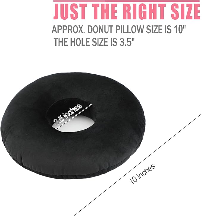 Ear Hole Piercing Pillows for Ear Pain Side Sleeping CNH Pillow Pressure Sore Pain Relief Ear Guard Protector Lifesaver Tinnitus Support Neck Head, Black Velvet