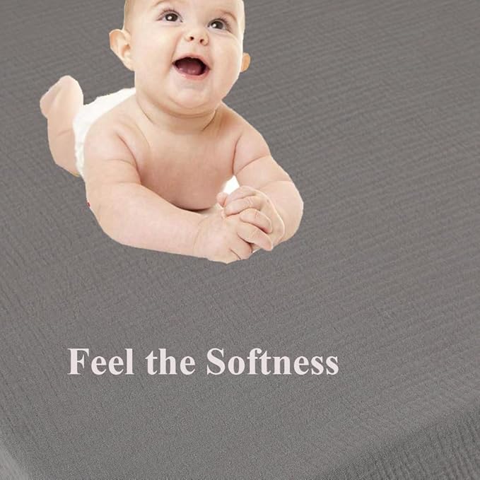 Muslin Square Playard/Playpen Fitted Sheets, Perfect for 36 X 36 Inch Portable Playard Soft 100% Cotton Grey & Navy