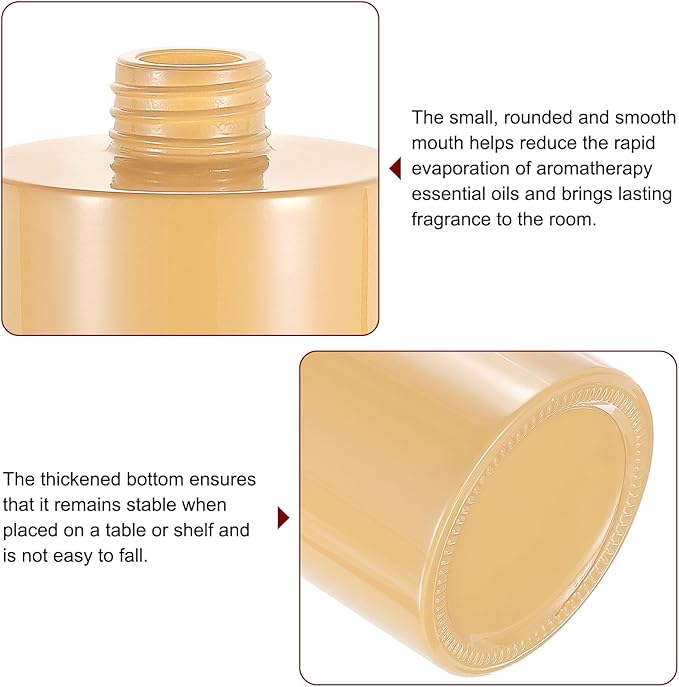 HARFINGTON Empty Glass Diffuser Bottle 140ml/4.7oz Refillable Fragrance Accessories Aromatherapy Jar Container for Replace Reed Diffuser Home Bathroom Pale Orange with Gold Tone Cap