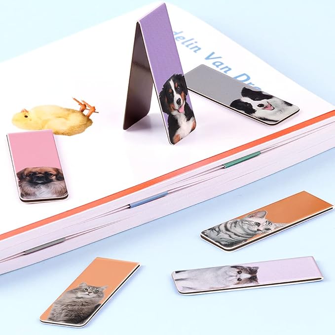 UpUDo 12 Pack Magnetic Bookmark, Book Marker Clip for Teachers, Students, Book Lovers, Printing on 2 Side