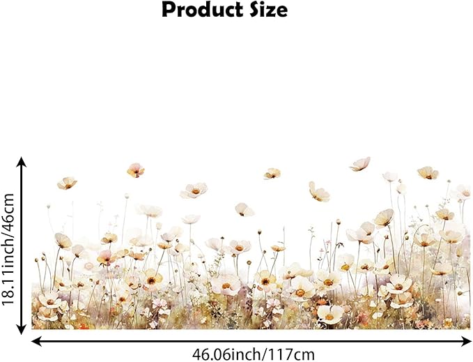 Light Colored Plants and Flowers Wall Corner Decals Flower Butterfly Wall Stickers Living Room Bedroom Removable Peel and Stick Waterproof Wall Art Decor