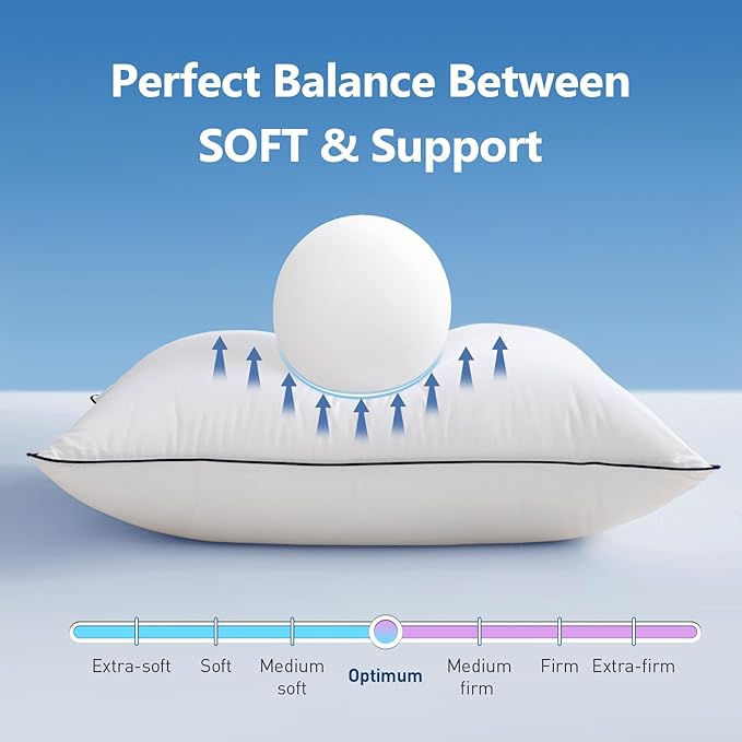 Goose Down Bed Pillow, Queen Size Bed Pillows for Sleeping, Ultra-Soft 750 Fill-Power Hotel Collection Pillow for Back, Stomach or Side Sleepers (20 * 28,Pack of 1)