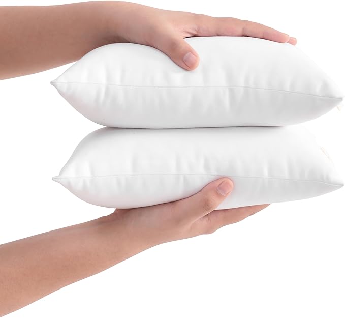 FLXXIE 2 Pack Microfiber Tiny Pillows, 11x7 Inches, Mini Pillows for Sleeping and Traveling, Washable Pillows, Soft Small Pillows Travel Pillows Nap Pillows, White