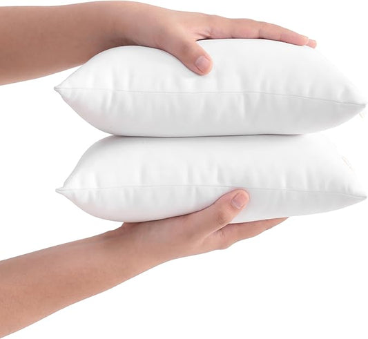 FLXXIE 2 Pack Microfiber Tiny Pillows, 11x7 Inches, Mini Pillows for Sleeping and Traveling, Washable Pillows, Soft Small Pillows Travel Pillows Nap Pillows, White