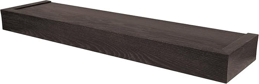 HIGH & MIGHTY 515659 Modern 24" Floating Shelf Holds up to 20lbs, Easy Tool-Free Dry Wall Installation, Flat, eCommerce Packaging, Espresso