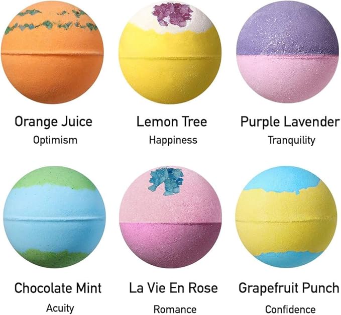Bath Bombs Gift Set - 6pc XXL Handmade Fizzy Shower Bombs with Essential Oils + Coconut Oil to Moisturize Dry Skin - Relaxing Spa Day for Women, Men, & Kids - Birthday, Anniversary, Bridal