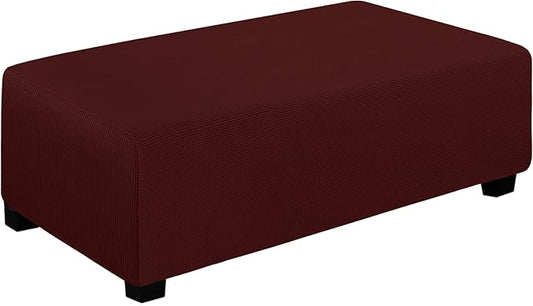 Easy-Going Stretch Ottoman Cover Folding Storage Stool Furniture Protector Soft Rectangle slipcover with Elastic Bottom (XX-Large,Wine)
